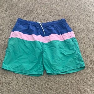 Boden green pink & Blue Colorblock swim shorts Sz M